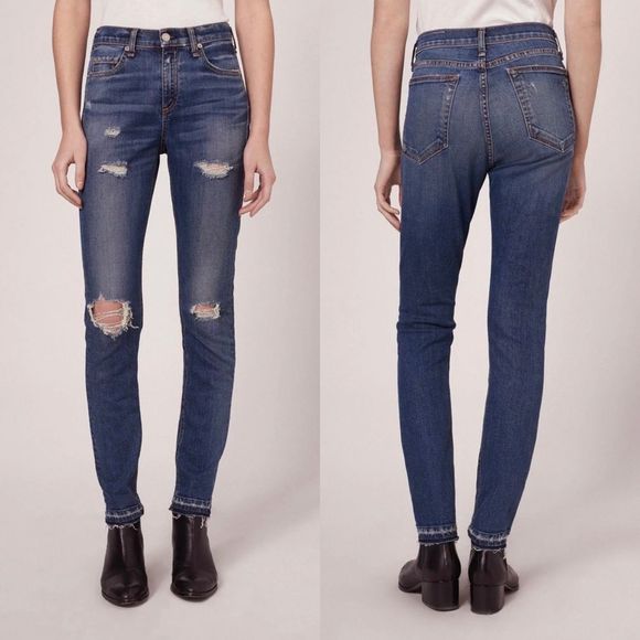 Rag & Bone Dre Skinny Distressed Dark Wash Jeans Colvin Size 26 - Picture 1 of 15
